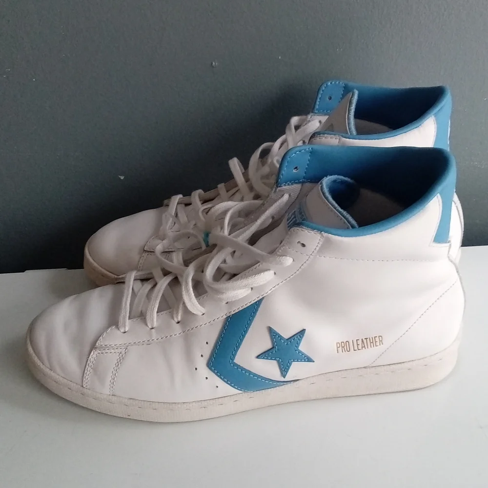 Converse Pro Leather Mid Top Sneakers White Blue Mens Athletic Shoes‎ - Picture 3 of 8